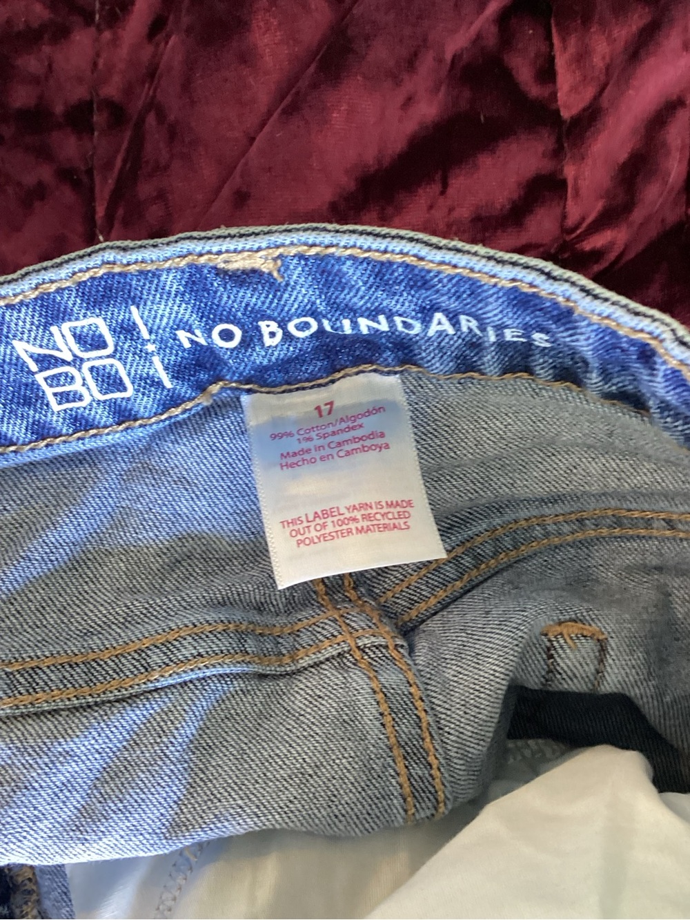 No Boundaries Light Blue Denim Jeans 17 Euc - Picture 3 of 3
